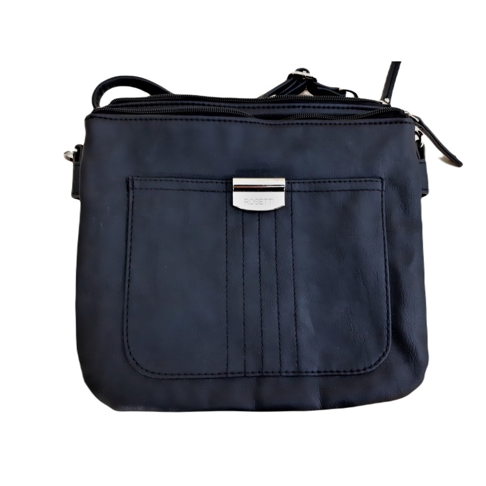 New Rosetti Black Vinyl Womens Crossbody Messenger Beg Purse Handbag